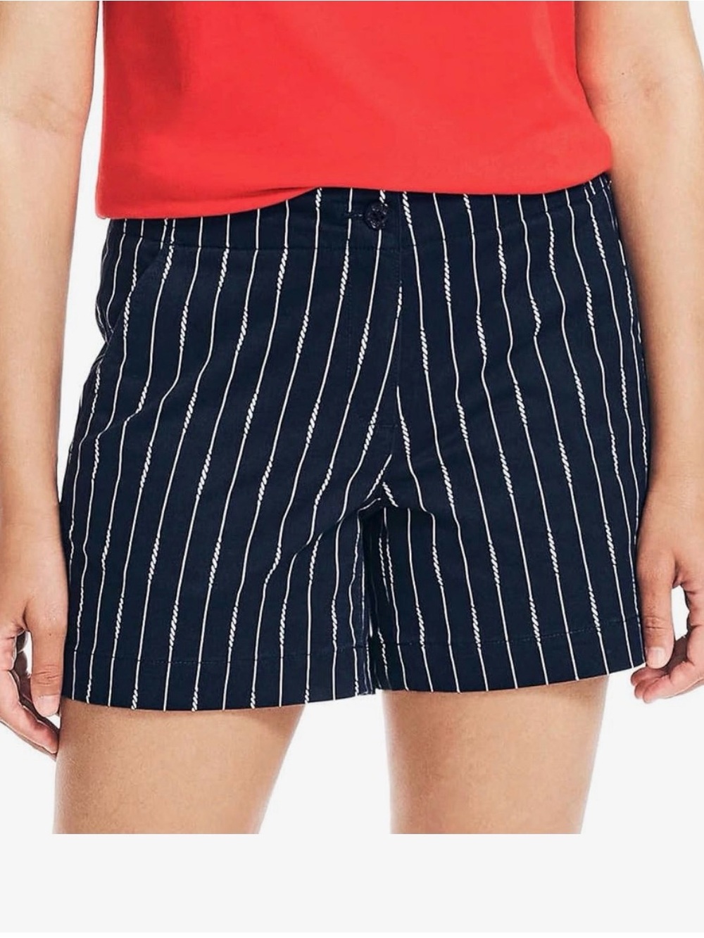 Nautica Navy and White Pinstripe Twill Shorts- Size 12-NWT